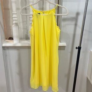 Yellow scallop mini dress